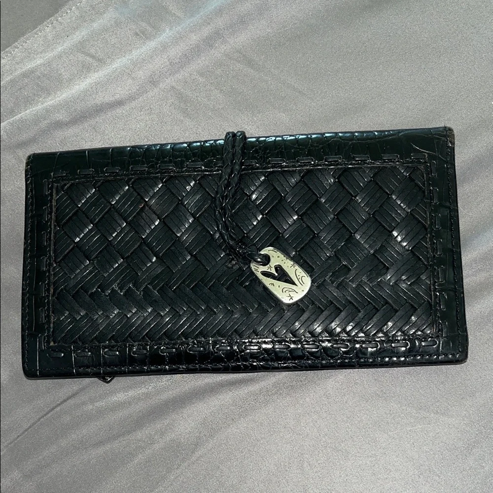 Brighton Brazilian Bree woven leather wallet organizer / clutch w/ Silver Detail